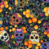 Day of the Dead Skulls Black
